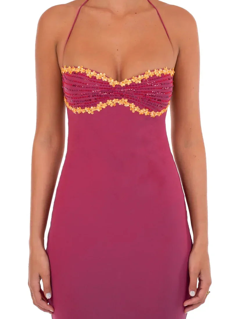 Delilah Maxi dress adjustable straps and soft stretch fabric.