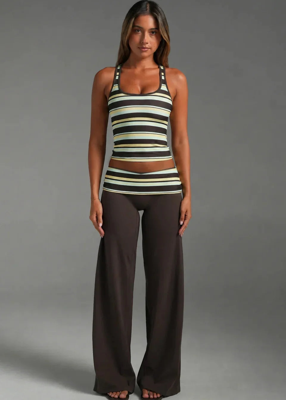 Low-rise wide-leg pant from the Paradise Stripe Active Set.