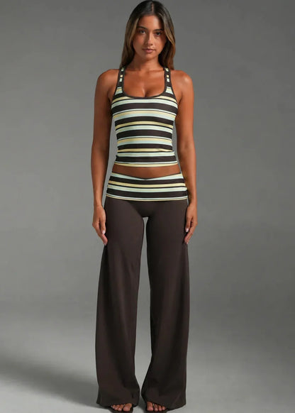 Low-rise wide-leg pant from the Paradise Stripe Active Set.