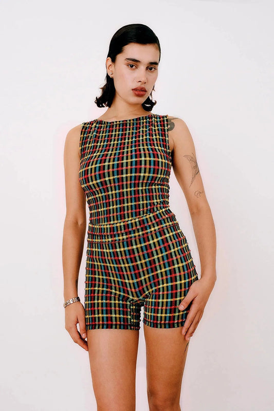 The Cindy Set with a stretchy smocked bodice.